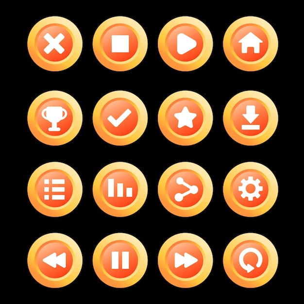 Diseño para un conjunto completo de elementos y ventanas de iconos emergentes del juego de botones de nivel