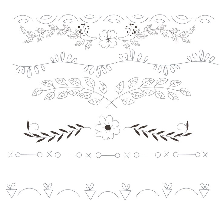 Vector diseño de conjunto de divisores ornamentales dibujados a mano