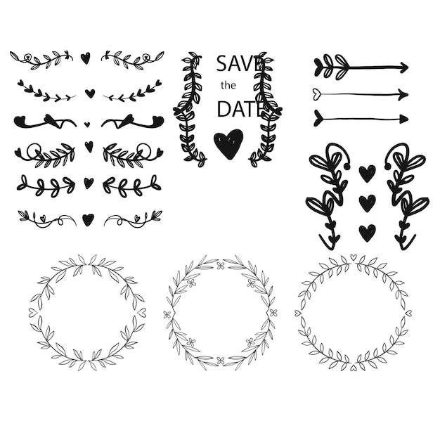 Diseño de conjunto de divisores ornamentales dibujados a mano