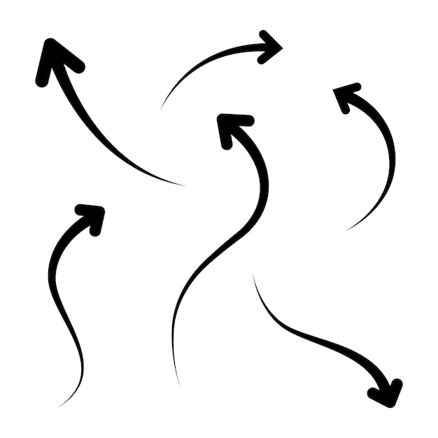 Diseño de conjunto de flechas creativo dibujado a mano un dibujo de un conjunto de flecha negra apuntando