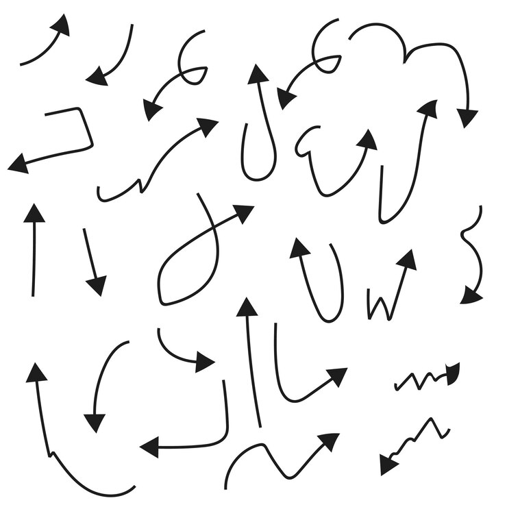 Diseño de conjunto de flechas dibujadas a mano