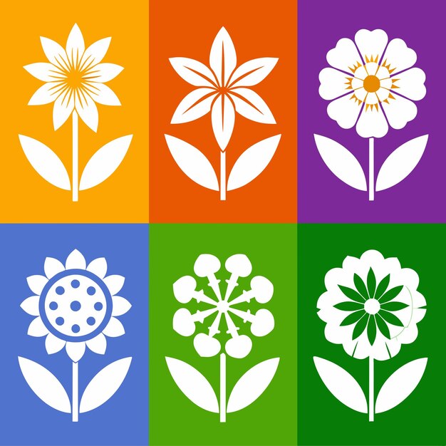 Diseño de conjunto de flores Ilustración artística vectorial 79