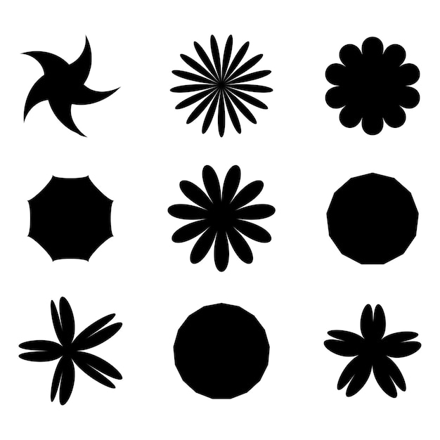 Diseño de conjunto de formas inteligentes de color negro y fondo blanco