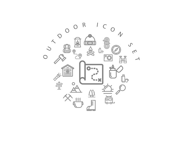 diseño de conjunto de iconos al aire libre