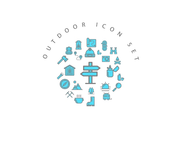 diseño de conjunto de iconos al aire libre