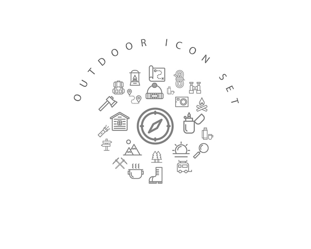 diseño de conjunto de iconos al aire libre
