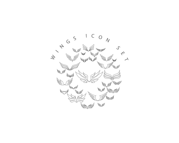 Diseño de conjunto de iconos de alas
