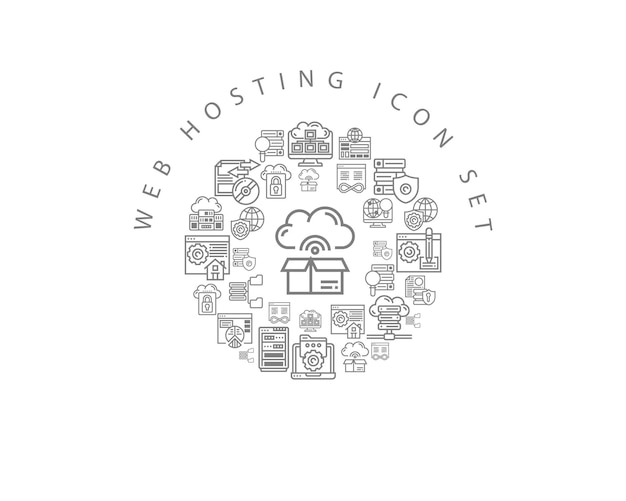 Diseño de conjunto de iconos de alojamiento web