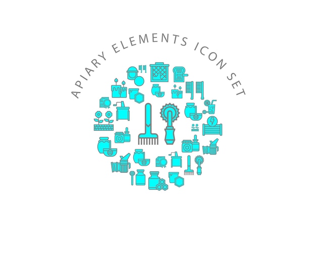 Diseño de conjunto de iconos de apiario
