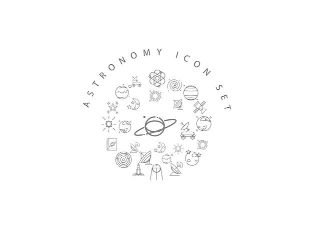 Diseño de conjunto de iconos de astronomía