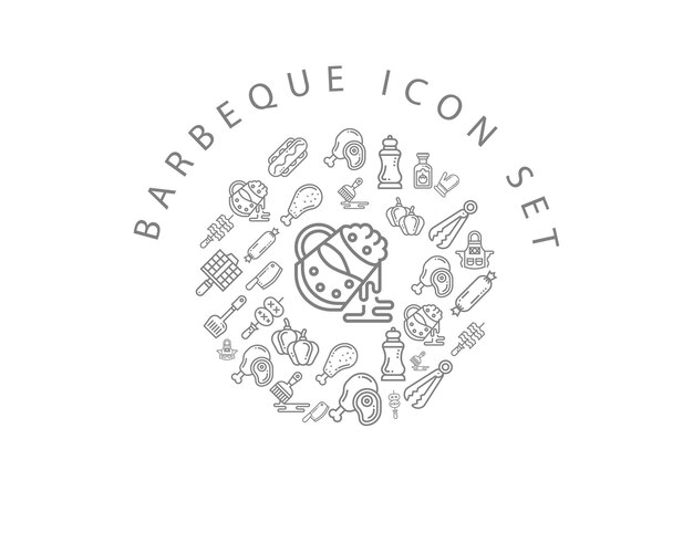 Diseño de conjunto de iconos de barbacoa