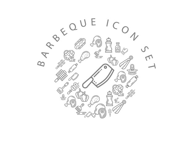 Diseño de conjunto de iconos de barbacoa