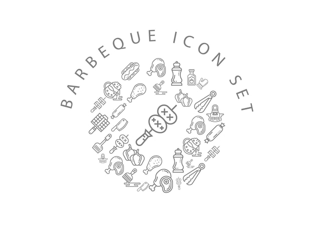 Diseño de conjunto de iconos de barbacoa