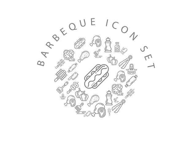 Diseño de conjunto de iconos de barbacoa