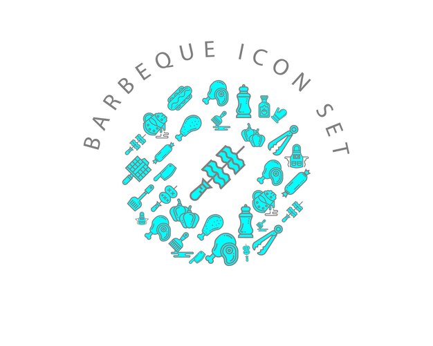 Diseño de conjunto de iconos de barbacoa