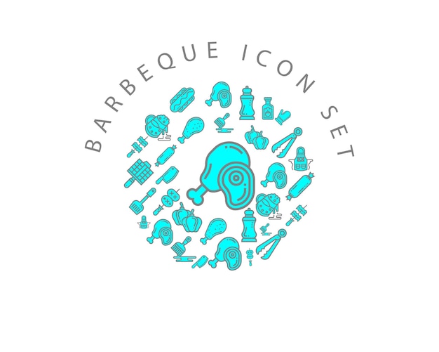 Diseño de conjunto de iconos de barbacoa