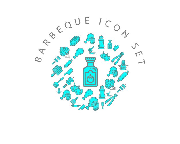 Diseño de conjunto de iconos de barbacoa