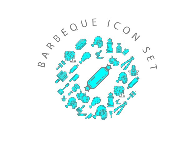 Diseño de conjunto de iconos de barbacoa