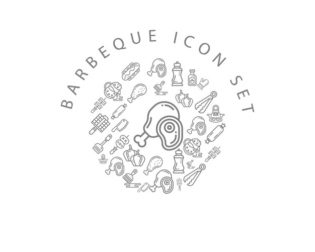 Diseño de conjunto de iconos de barbacoa