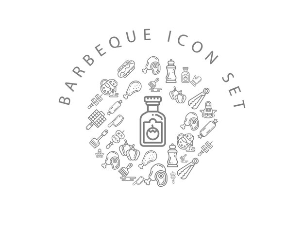 Diseño de conjunto de iconos de barbacoa