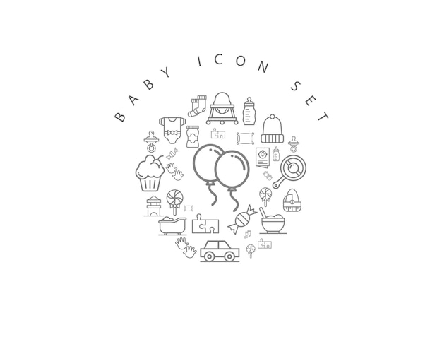 Diseño de conjunto de iconos de bebé