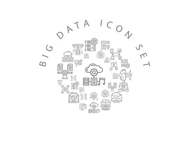 Diseño de conjunto de iconos de bigdata