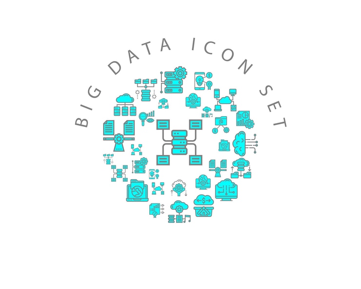 Vector diseño de conjunto de iconos de bigdata