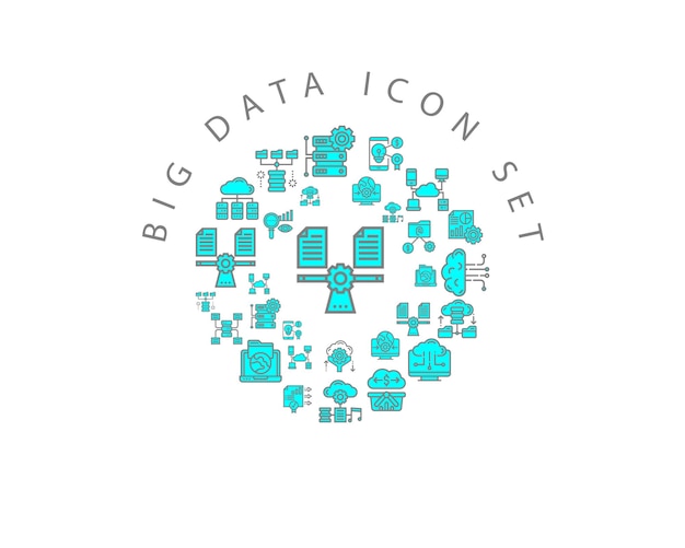 Diseño de conjunto de iconos de bigdata