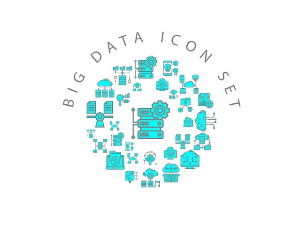 Diseño de conjunto de iconos de bigdata