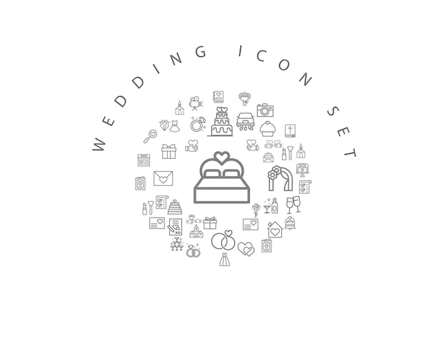 Diseño de conjunto de iconos de boda