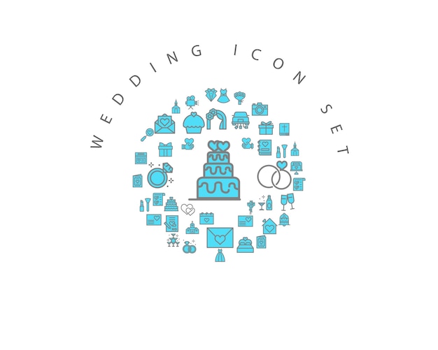 Diseño de conjunto de iconos de boda