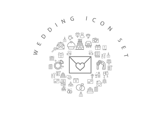 Diseño de conjunto de iconos de boda