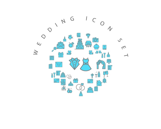 Diseño de conjunto de iconos de boda