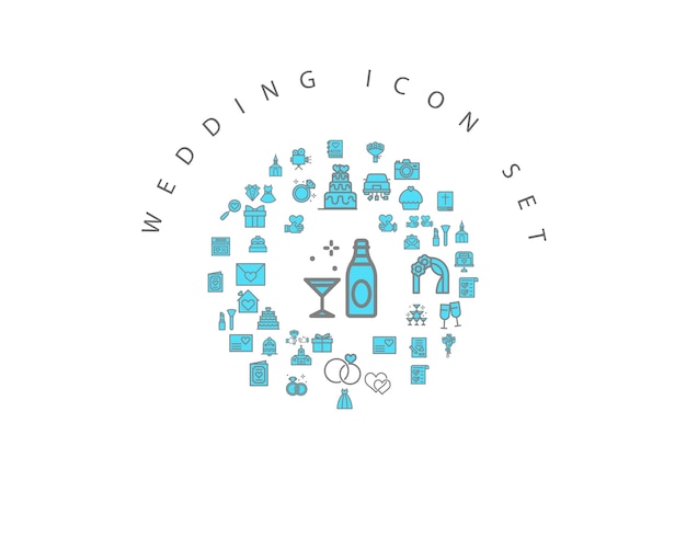 Diseño de conjunto de iconos de boda