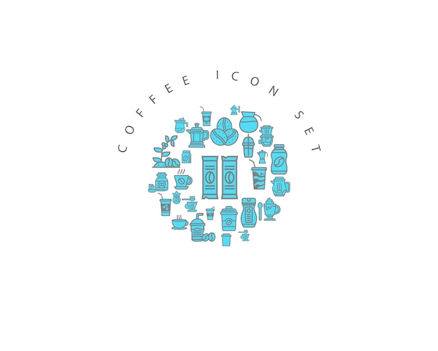 diseño de conjunto de iconos de café