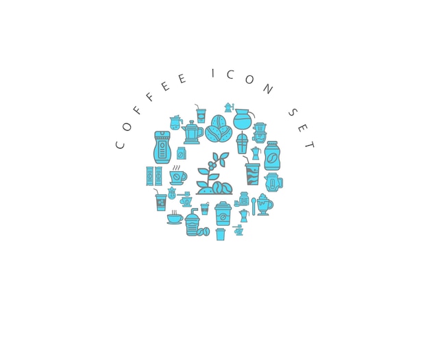 Diseño de conjunto de iconos de café