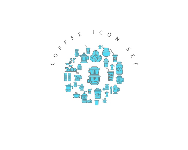 Diseño de conjunto de iconos de café