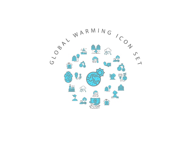 Diseño de conjunto de iconos de calentamiento global