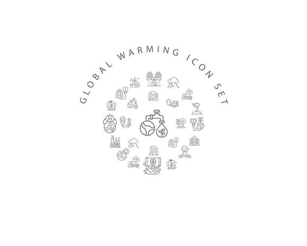 Diseño de conjunto de iconos de calentamiento global