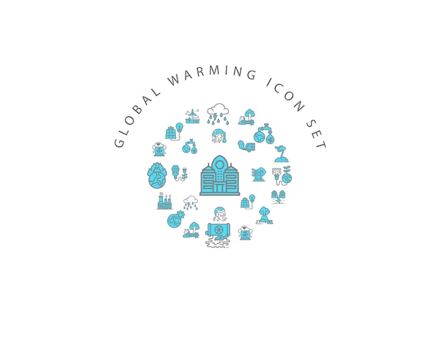 Diseño de conjunto de iconos de calentamiento global