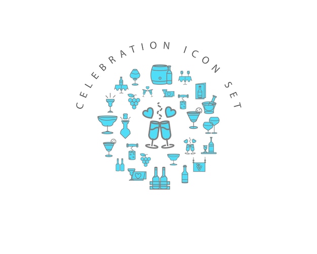 Diseño de conjunto de iconos de celebración