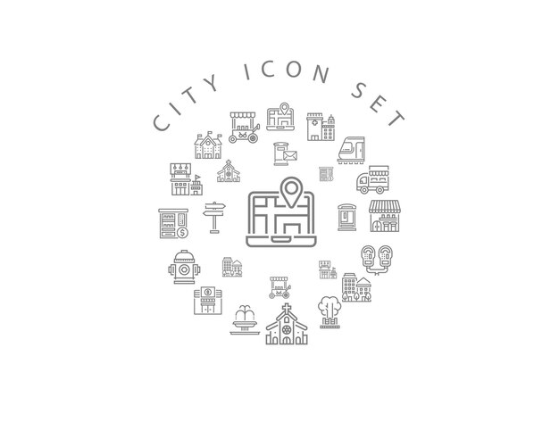 Diseño de conjunto de iconos de ciudad