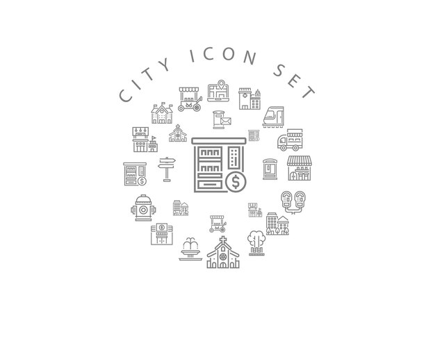 Diseño de conjunto de iconos de ciudad