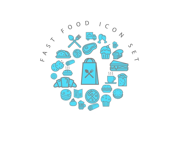 Diseño de conjunto de iconos de comida rápida