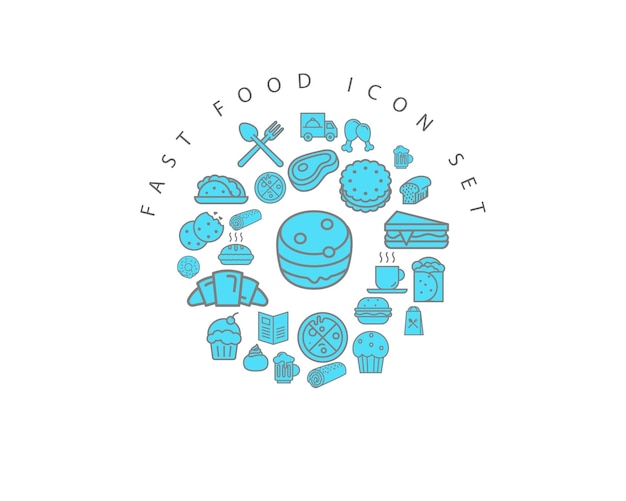 Diseño de conjunto de iconos de comida rápida