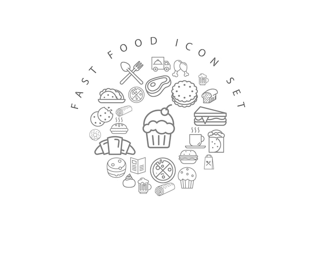 Diseño de conjunto de iconos de comida rápida