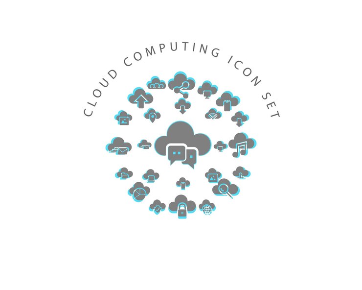 Vector diseño de conjunto de iconos de computación en la nube