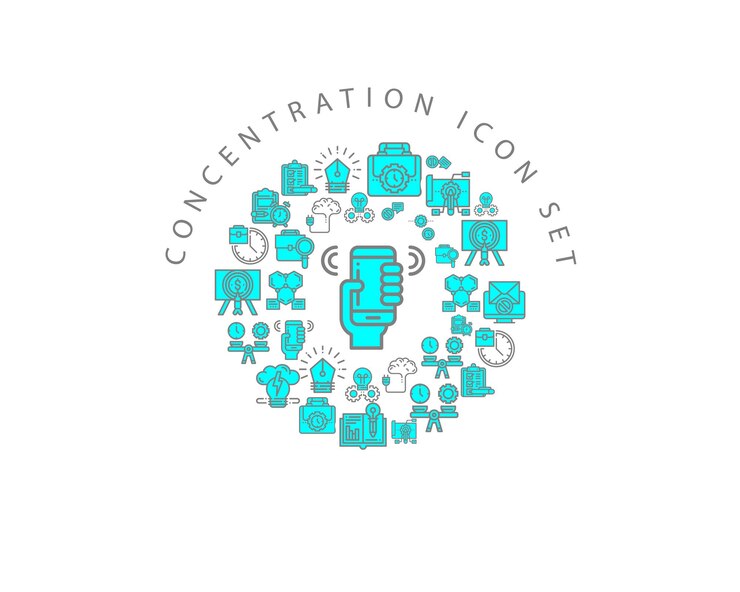 Vector diseño de conjunto de iconos de concentración