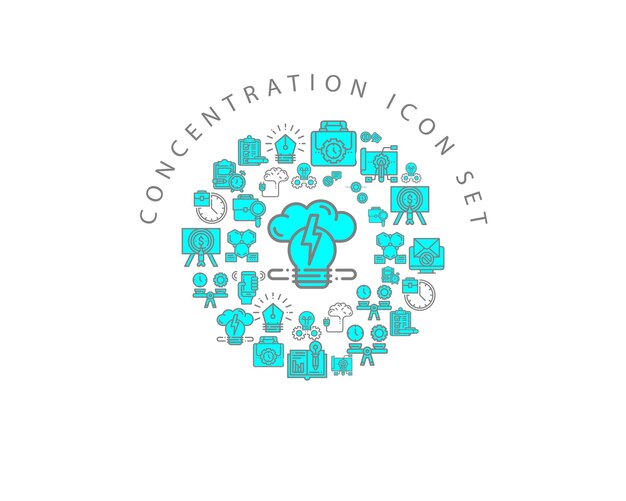 Diseño de conjunto de iconos de concentración