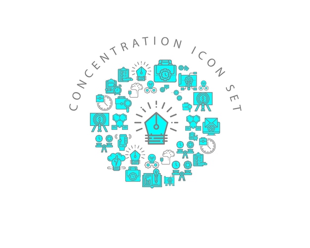 Diseño de conjunto de iconos de concentración